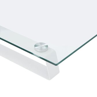 Monitorstandaard 100x35x8 cm gehard glas en metaal wit 7