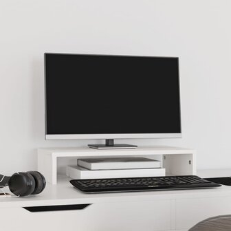 Monitorstandaard 50x27x10 cm massief grenenhout wit 3