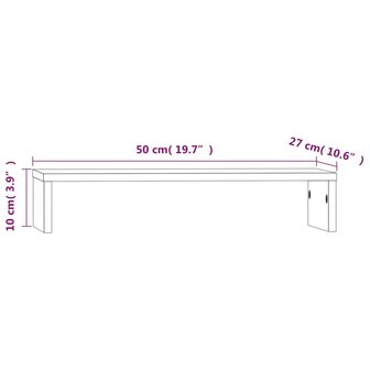 Monitorstandaard 50x27x10 cm massief grenenhout wit 9