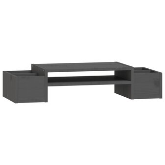 Monitorstandaard 70x27,5x15 cm massief grenenhout grijs 2