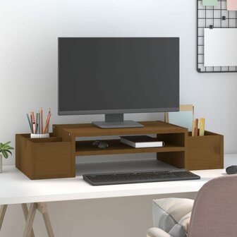 Monitorstandaard 70x27,5x15 cm massief grenenhout honingbruin 3