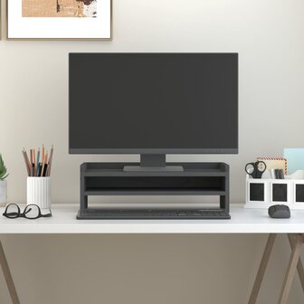 Monitorstandaard 50x24x16 cm massief grenenhout grijs 1