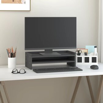 Monitorstandaard 50x24x16 cm massief grenenhout grijs 3