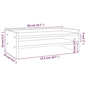 Monitorstandaard 50x24x16 cm massief grenenhout honingbruin 8