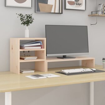 Monitorstandaard 81x20x30 cm massief grenenhout 1