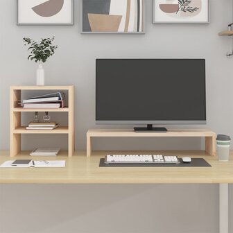 Monitorstandaard 81x20x30 cm massief grenenhout 3