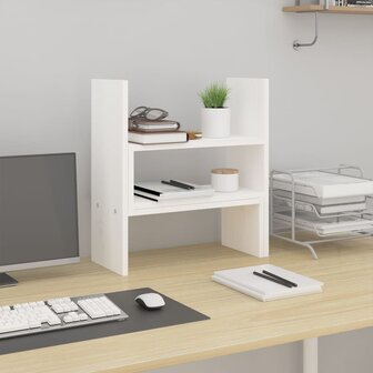Monitorstandaard (39-72)x17x43 cm massief grenenhout wit 3