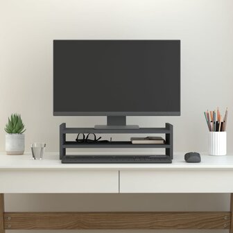 Monitorstandaard 50x27x15 cm massief grenenhout grijs 3