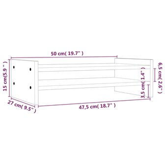 Monitorstandaard 50x27x15 cm massief grenenhout honingbruin 8