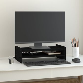 Monitorstandaard 50x27x15 cm massief grenenhout zwart 1