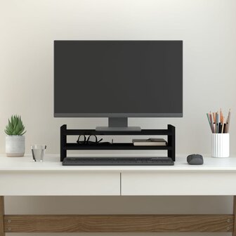 Monitorstandaard 50x27x15 cm massief grenenhout zwart 3
