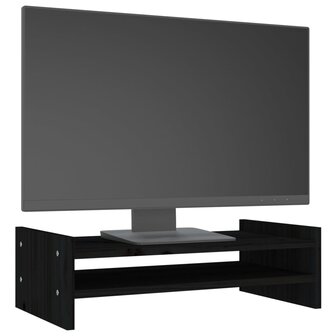 Monitorstandaard 50x27x15 cm massief grenenhout zwart 4