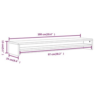 Monitorstandaard 100x24x13 cm bewerkt hout grijs sonoma eiken 6