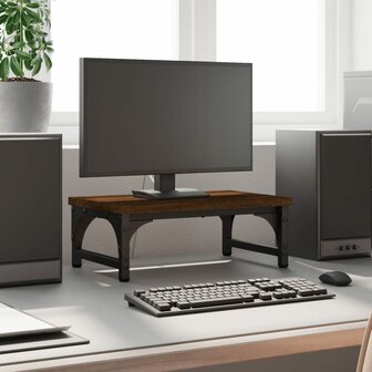 Monitorstandaard 37x23x14 cm bewerkt hout bruin eikenkleur 1