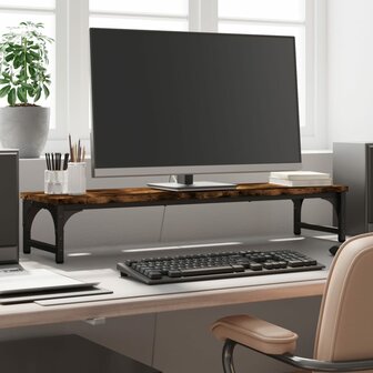 Monitorstandaard 85x23x15,5 cm bewerkt hout gerookt eikenkleur 1