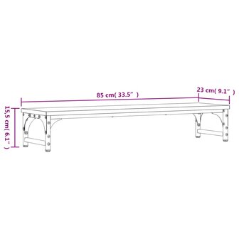 Monitorstandaard 85x23x15,5 cm bewerkt hout grijs sonoma eiken 9