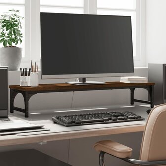 Monitorstandaard 85x23x15,5 cm bewerkt hout bruin eikenkleur 1