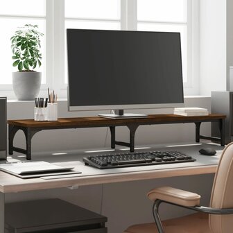 Monitorstandaard 105x23x15,5 cm bewerkt hout bruin eikenkleur 1