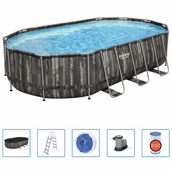 Bestway Zwembadset Power Steel ovaal 488x305x107 cm 2
