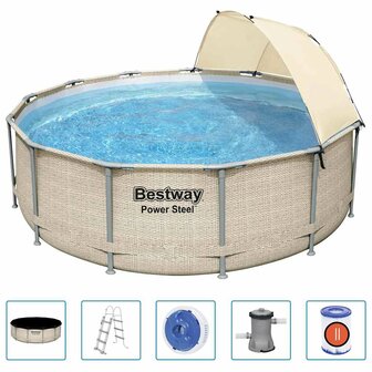 Bestway Zwembadset Power Steel met luifel 396x107 cm 2