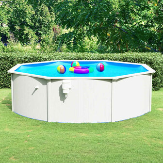 Zwembad met stalen wand rond 460x120 cm wit 1