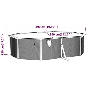 Zwembad met stalen wand ovaal 490x360x120 cm wit 9