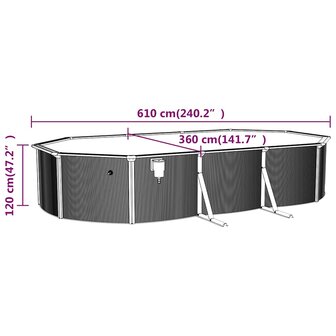 Zwembad met stalen wand ovaal 610x360x120 cm wit 9