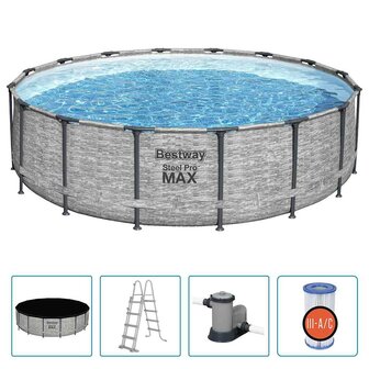 Bestway Zwembad Power Steel rond 488x122 cm 2