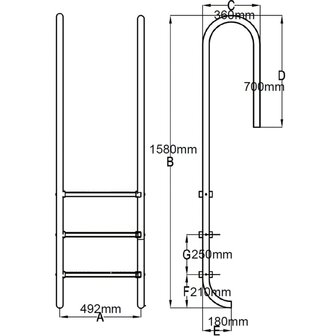 Zwembadladder met 3 sporten 120 cm roestvrij staal 304  6