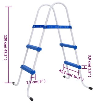 Zwembadladder 84 cm blauw en wit 5
