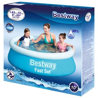 Bestway Fast Set Zwembad opblaasbaar rond 183x51 cm blauw 3