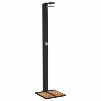 Buitendouche 50x55x224 cm poly rattan en acaciahout zwart 2