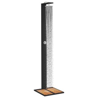 Buitendouche 50x55x224 cm poly rattan en acaciahout zwart 4