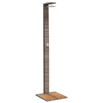 Buitendouche 50x55x224 cm poly rattan en acaciahout grijs 2