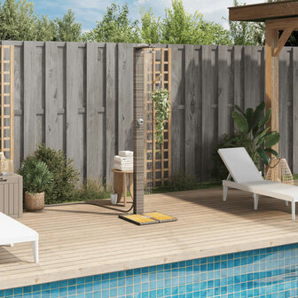 Buitendouche 50x55x224 cm poly rattan en acaciahout grijs 3