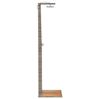 Buitendouche 50x55x224 cm poly rattan en acaciahout grijs 6