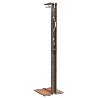 Buitendouche 50x55x224 cm poly rattan en acaciahout grijs 7
