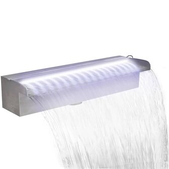 Zwembadwaterval met LED&amp;apos;s rechthoekig 45 cm roestvrij staal 2