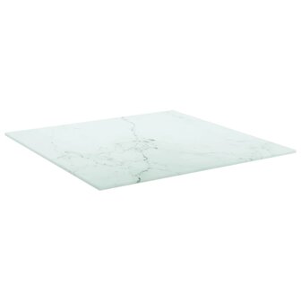 Tafelblad 50x50 cm 6 mm gehard glas met marmeren design wit 2