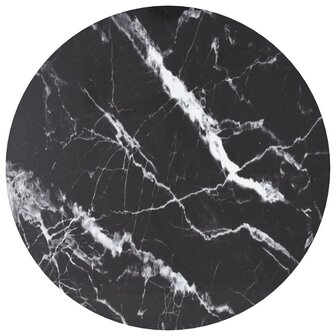 Tafelblad &Oslash;50x0,8 cm gehard glas met marmeren design zwart 1