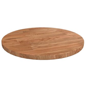 Tafelblad rond &Oslash;30x1,5 cm bewerkt massief eikenhout lichtbruin 1