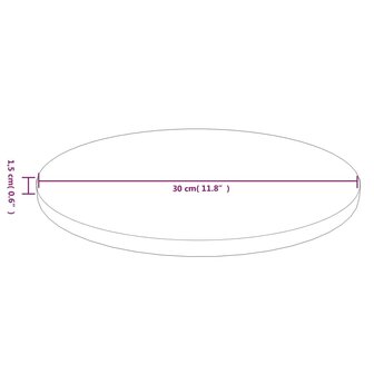 Tafelblad rond &Oslash;30x1,5 cm bewerkt massief eikenhout donkerbruin 4