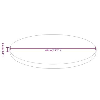 Tafelblad rond &Oslash;40x1,5 cm bewerkt massief eikenhout donkerbruin 4