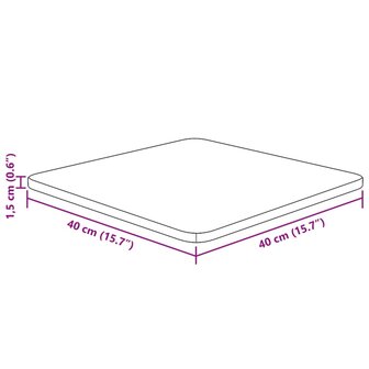 Tafelblad vierkant 40x40x1,5cm massief eiken lichtbruin 4