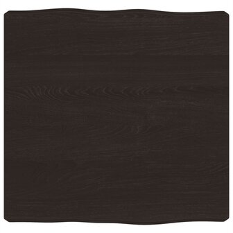 Tafelblad natuurlijke rand 40x40x(2-6)cm eikenhout donkerbruin 2