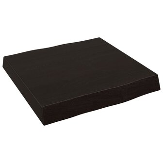 Tafelblad natuurlijke rand 40x40x(2-6)cm eikenhout donkerbruin 3