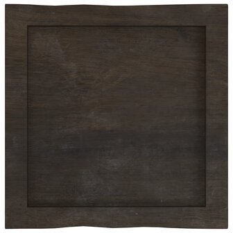 Tafelblad natuurlijke rand 40x40x(2-6)cm eikenhout donkerbruin 4