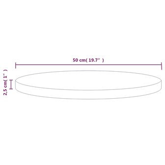 Tafelblad &Oslash;50x2,5 cm massief grenenhout wit 6