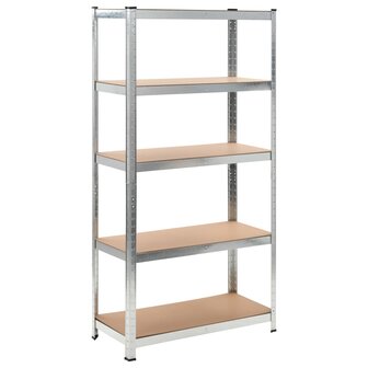 Opbergrek 5-laags staal en bewerkt hout zilverkleurig 1