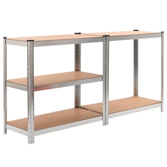 Opbergrek 5-laags staal en bewerkt hout zilverkleurig 2